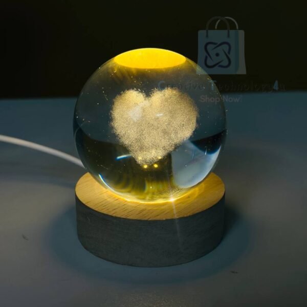 3D Crystal Ball Night Lamp – Cloud Love - Image 3