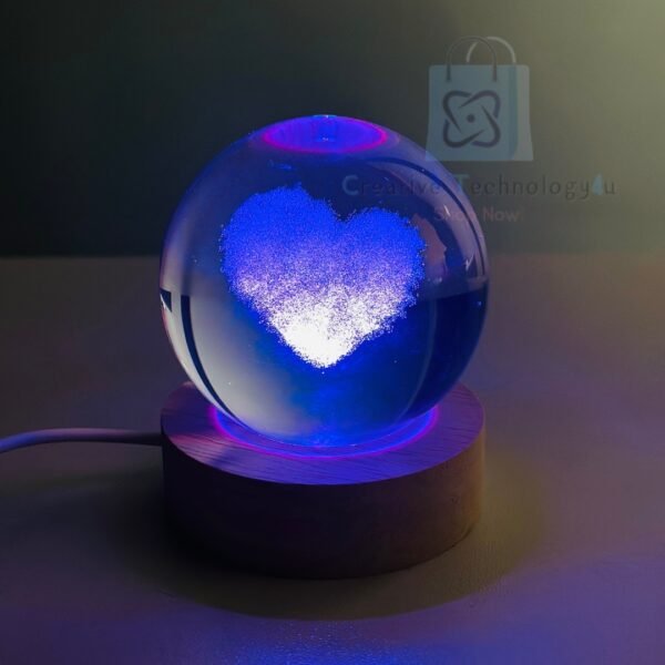 3D Crystal Ball Night Lamp – Cloud Love - Image 2
